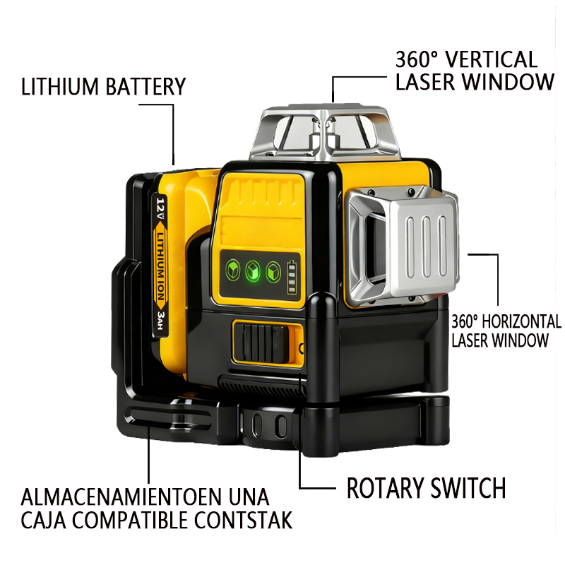 Laser Level Rotary - Nivel Láser de 12 Líneas para