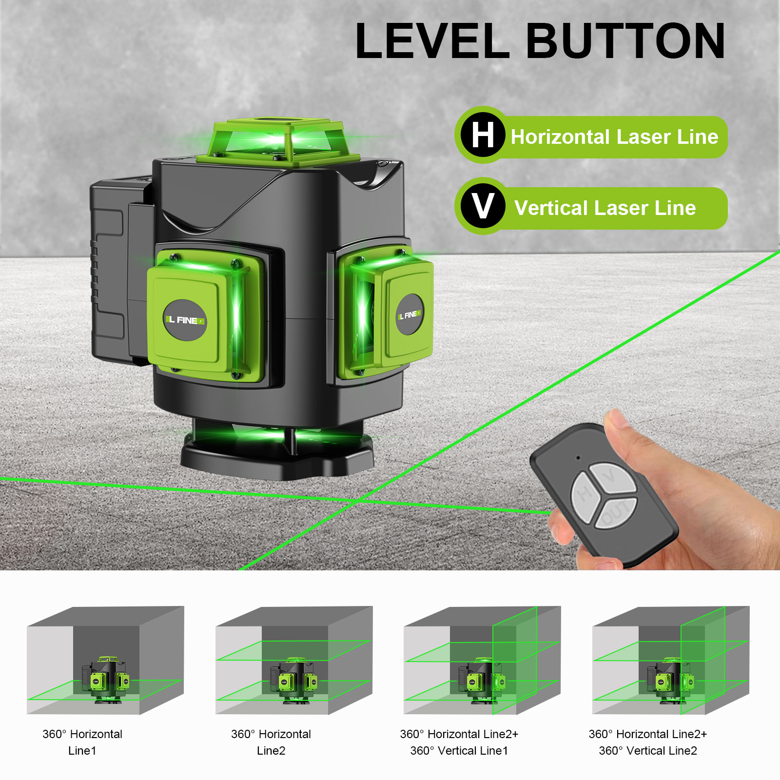 LFINE-Juego láser de nivel 4D, - Laser Level Rotary reseña y precio